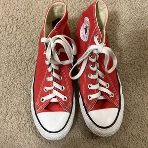 Red all star Chuck Taylor converse size 7 women’s high top